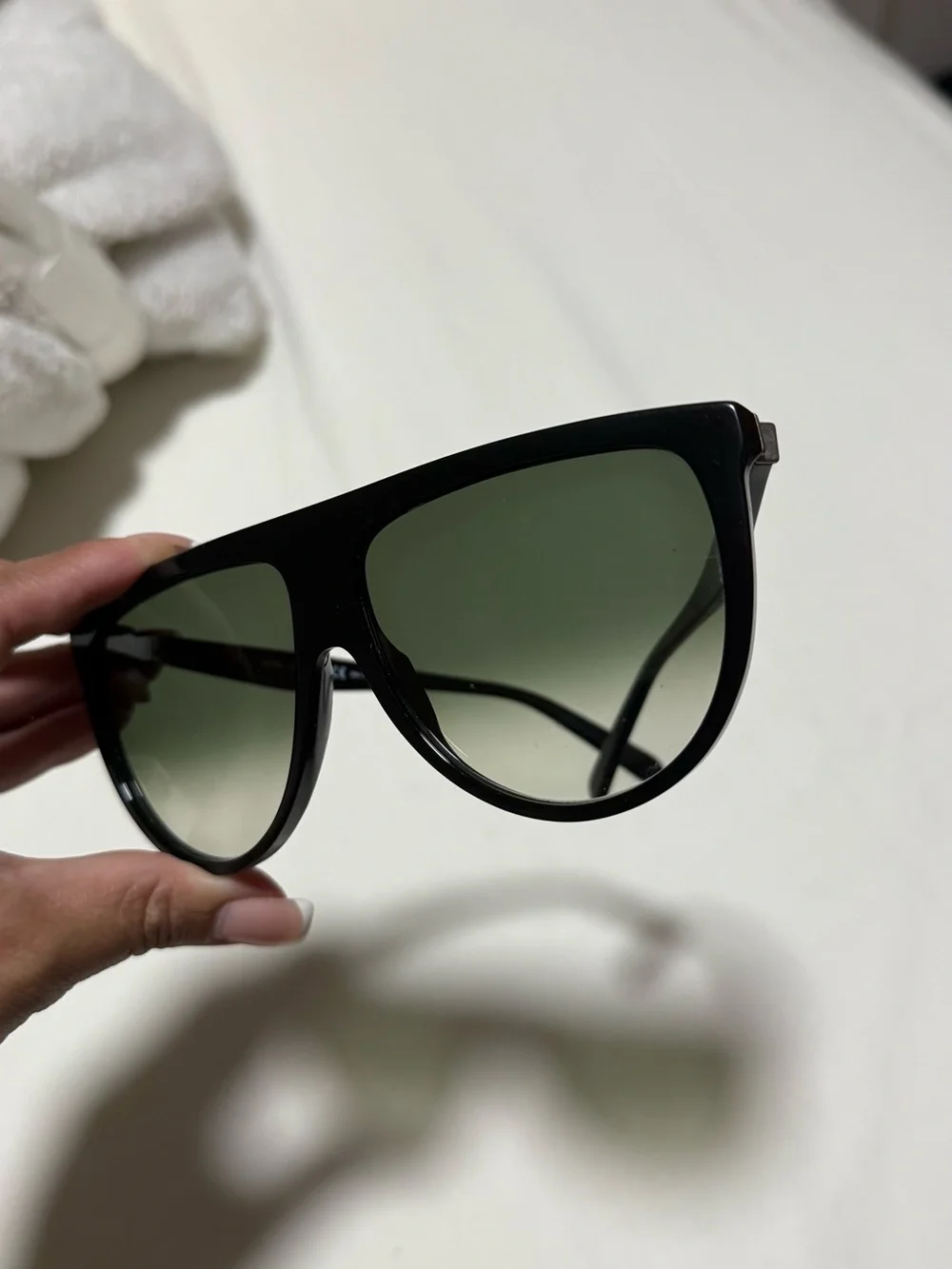 Celine Black Frame Sunglasses with Green Gradient Lenses
